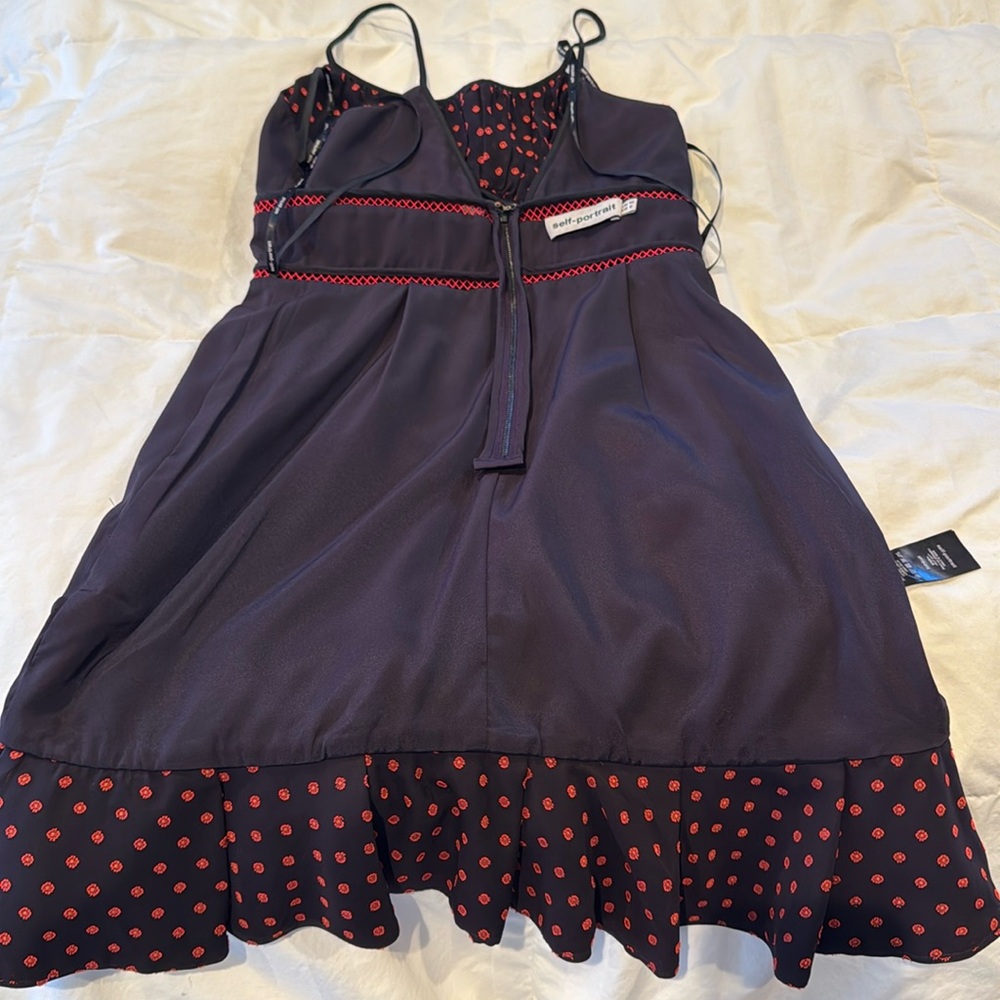 Self portrait polka dot cut out mini dress pockets  medium - Picture 12 of 17
